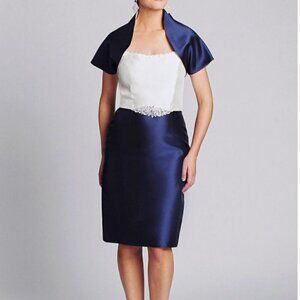 Ideas by Barbara Mother of the Bride Evening Dress Blue/White 3232-15 Size M NWT